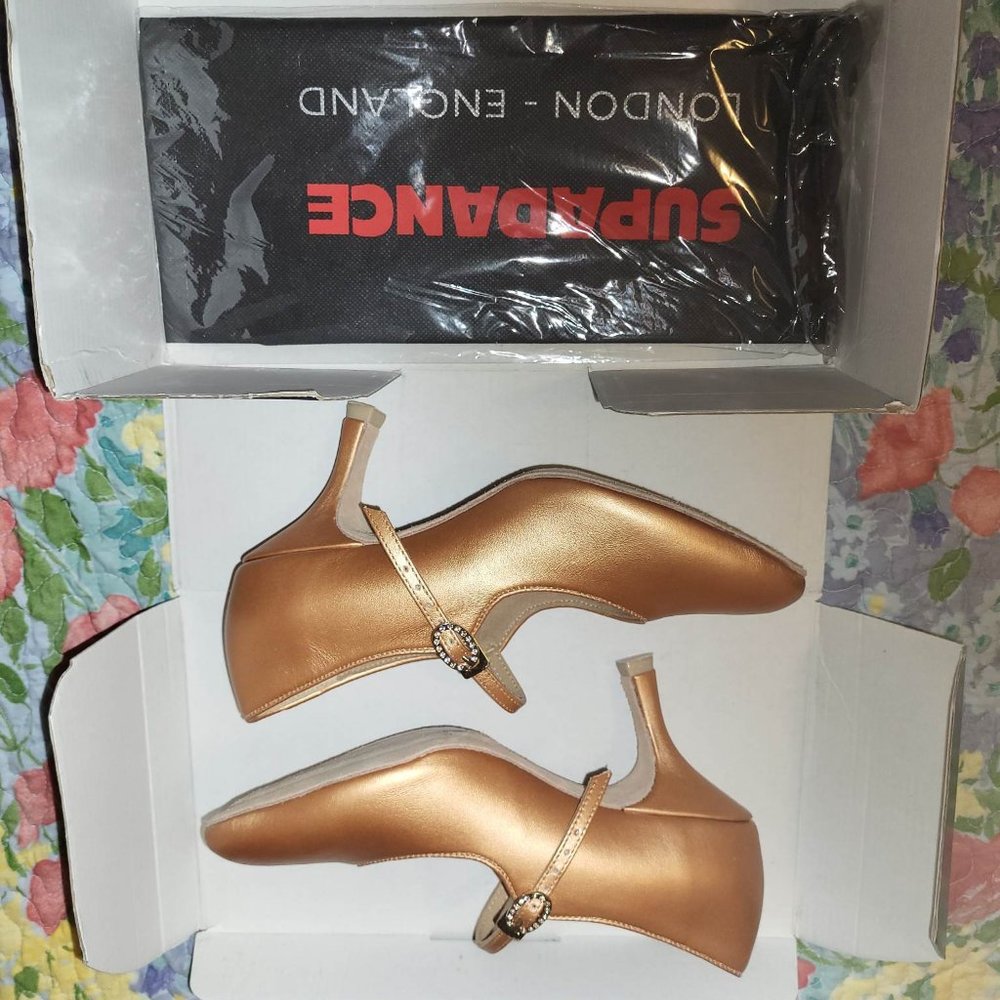 Supadance ballroom dance shoes size UK 3.5 (approx US 6), heel 2.5", leather